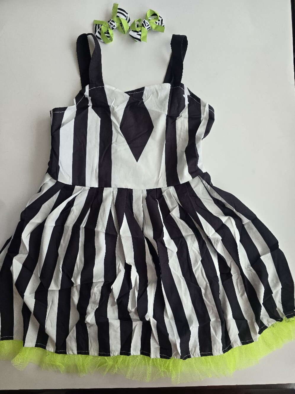 Beetlejuice-inspired striped dress costume